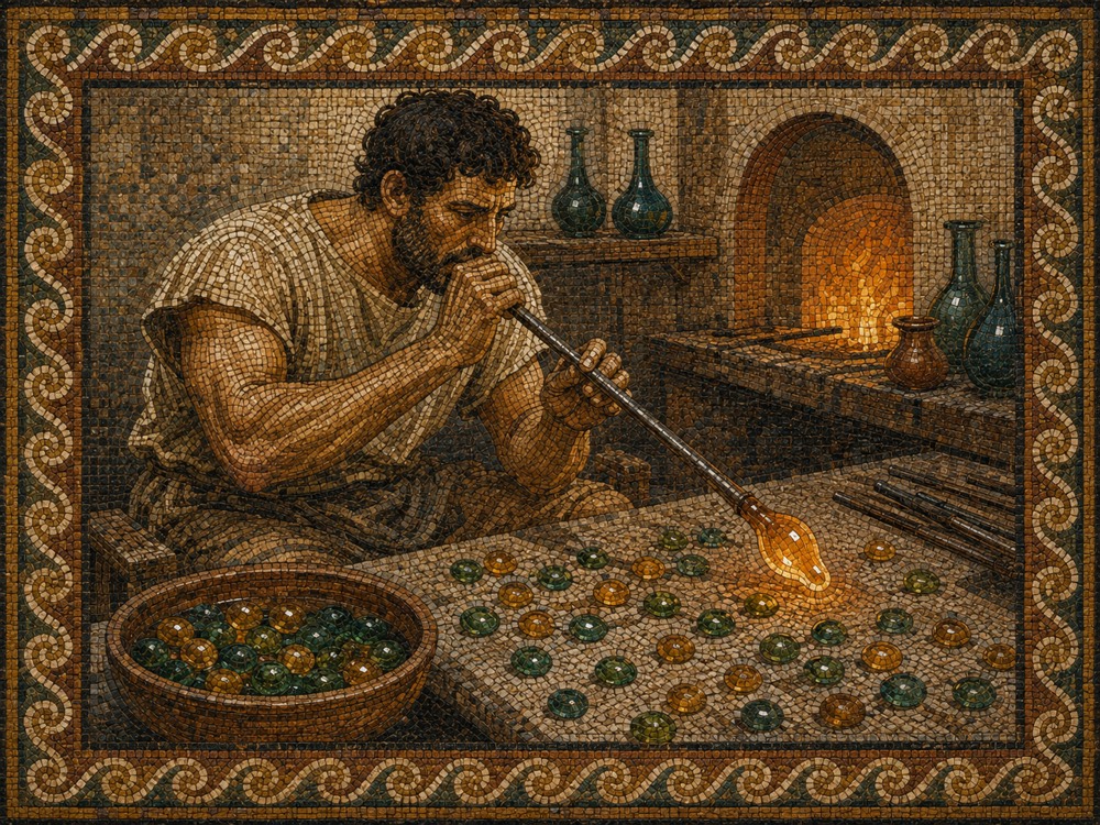 The glassblower Eros at his furnace in Pompeii