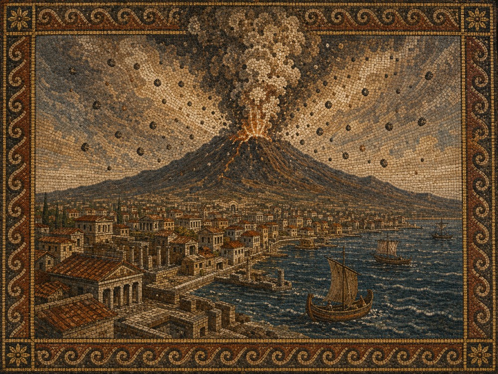 Vesuvius erupting over Pompeii, 79 AD