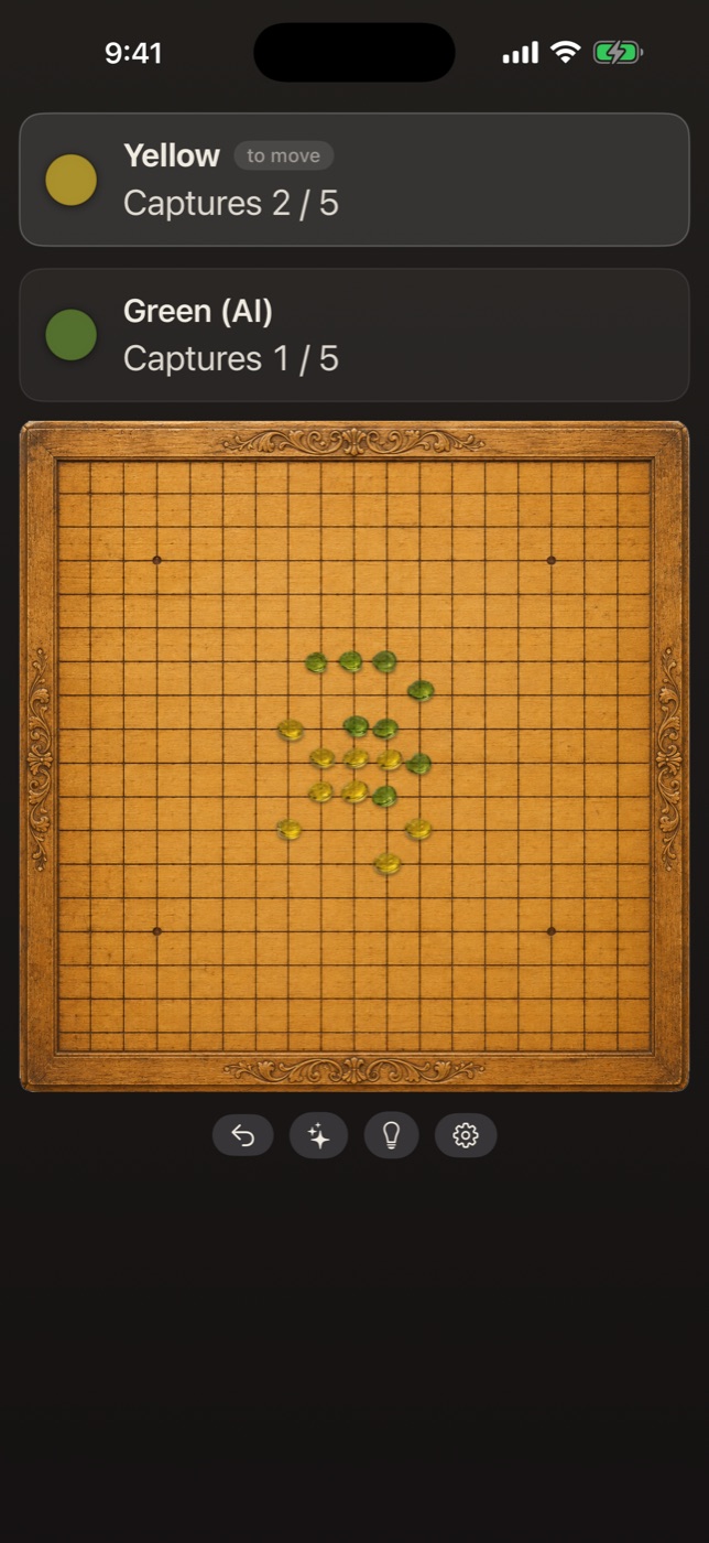 A midgame of Lapilli on iPhone