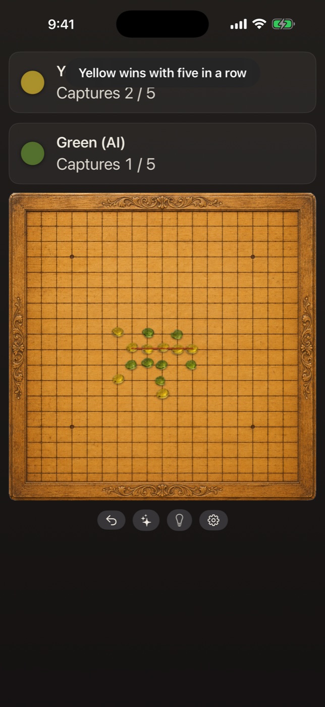A five-in-a-row victory in Lapilli on iPhone