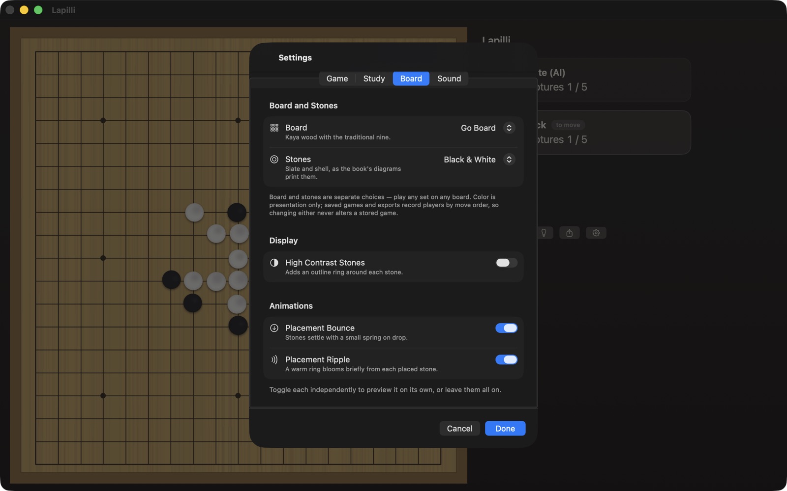 Lapilli settings on Mac